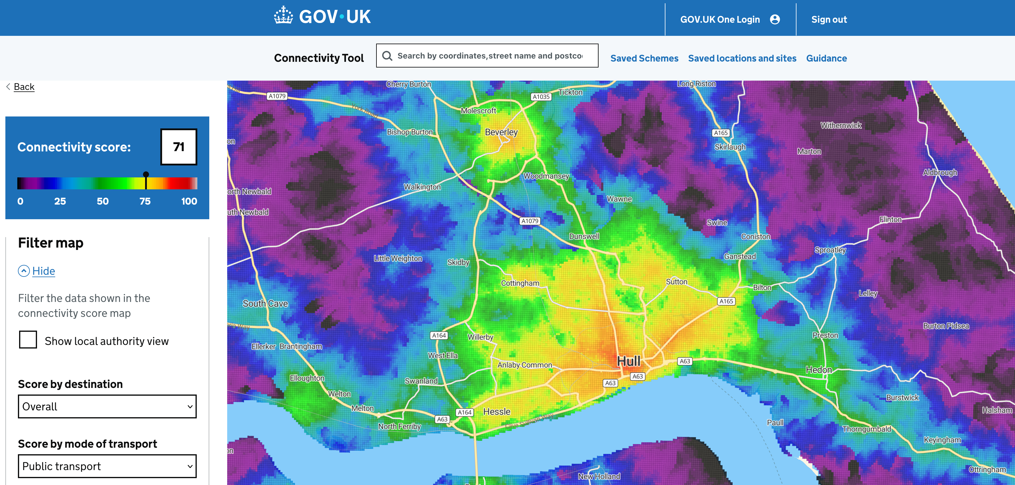 Screenshot of the map